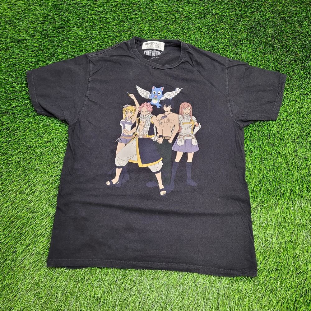 Fairy-Tail Anime Shirt M/L 21x27 Natsu Lucy Gray Ezra Graphic Manga Cotton Tee